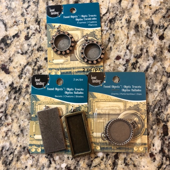 Bead Landing Found Objects Charms Frames Bezels Steampunk Goth Glam DIY Lot - Picture 2 of 5